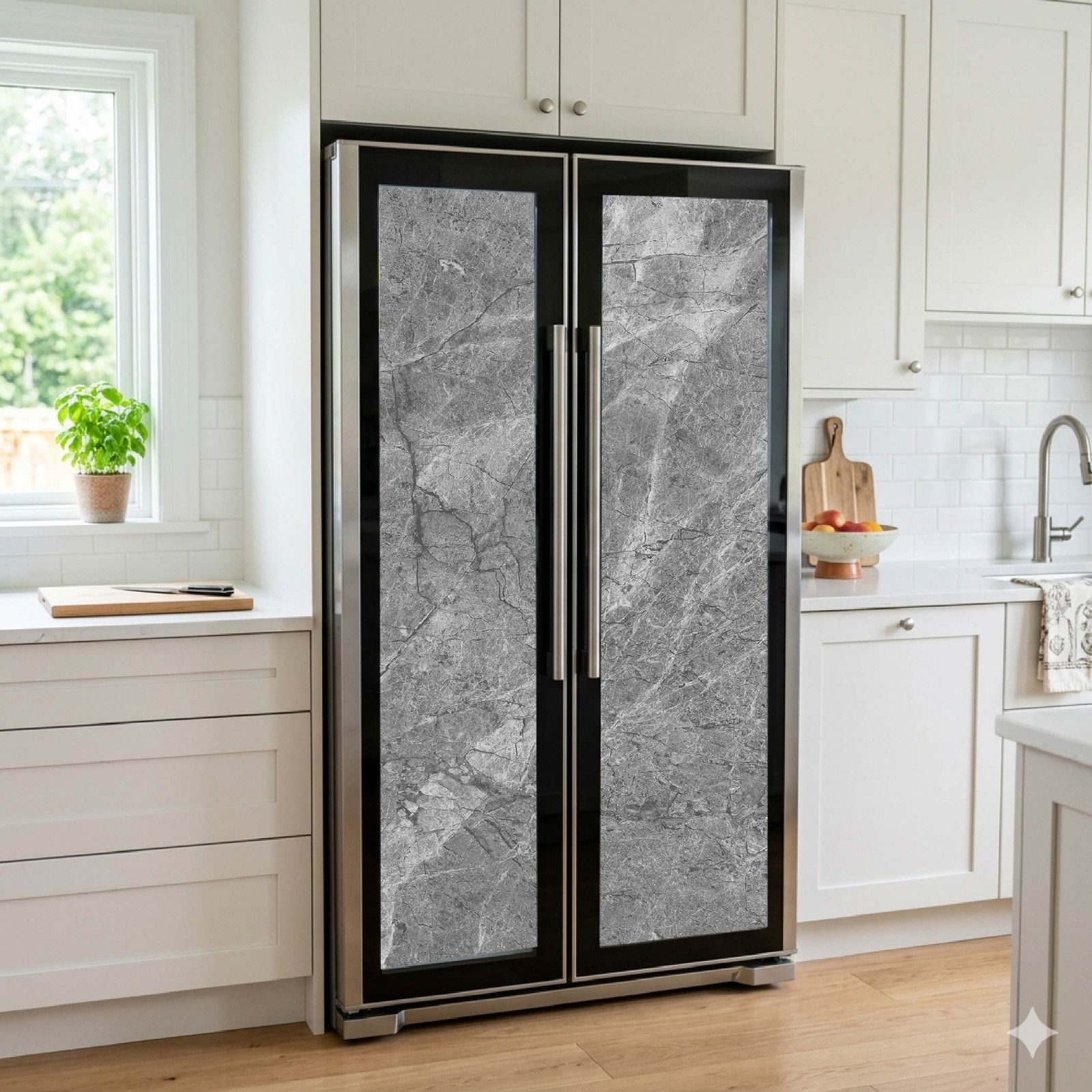 Marble Style Refrigerator Wrap Vinyl Peel & Stick Cover