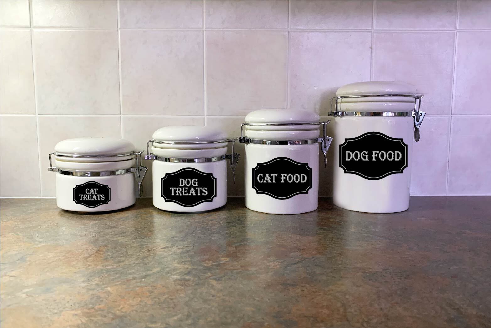 Canister Label Decal Sticker Dog Cat Food Treat Jar Kitchen Home Decor Pet Goth