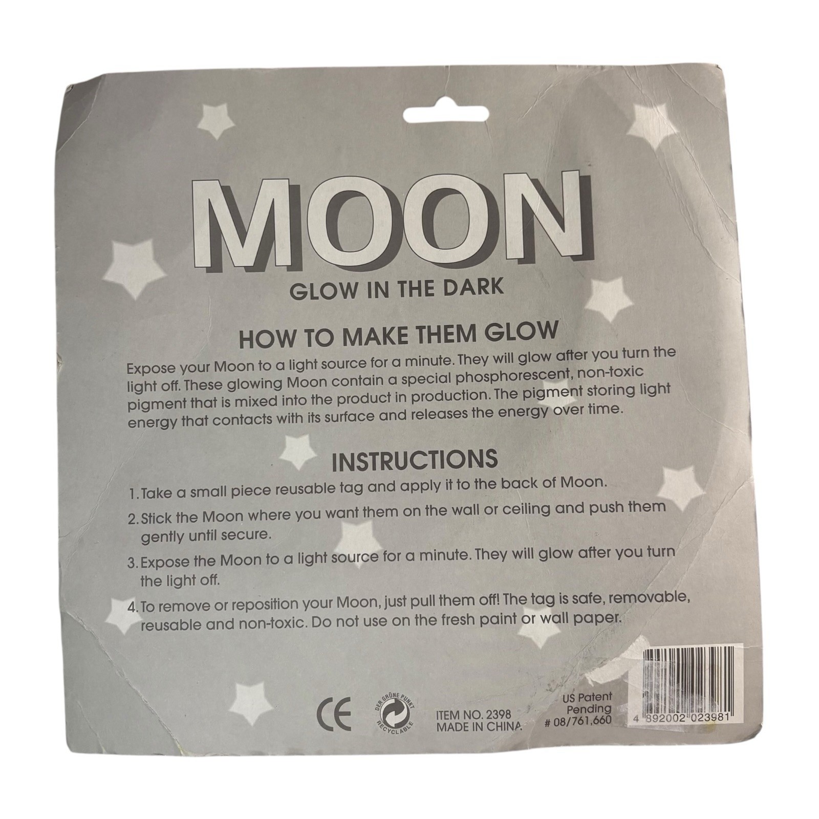 SEALED Vintage "Moon Glow in the Dark" Space Star Bedroom Large Size Y2K 90s NOS