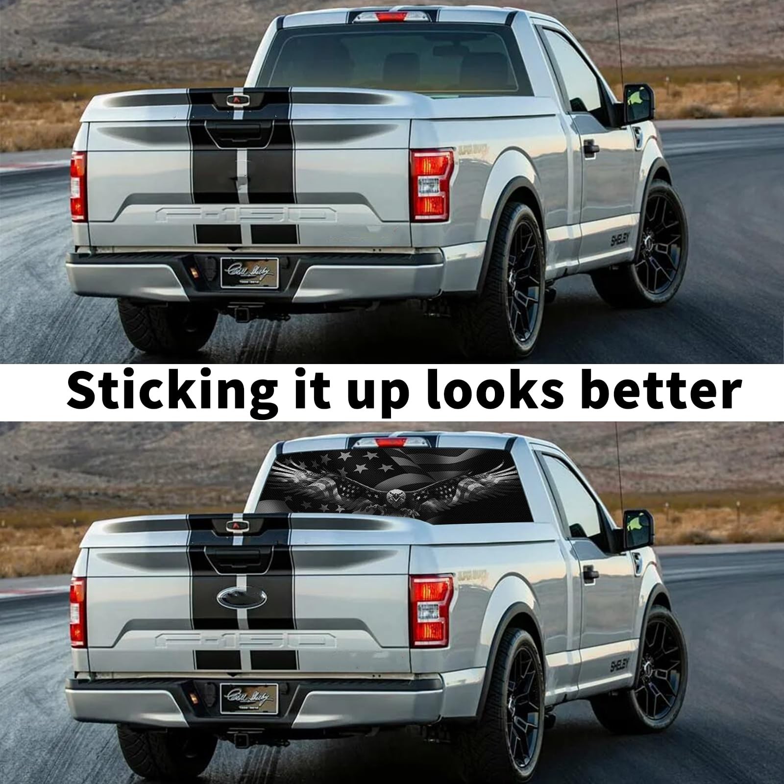 Rear Window Decals for Trucks – 65×22 in Back Window American Flag Decals Fit…