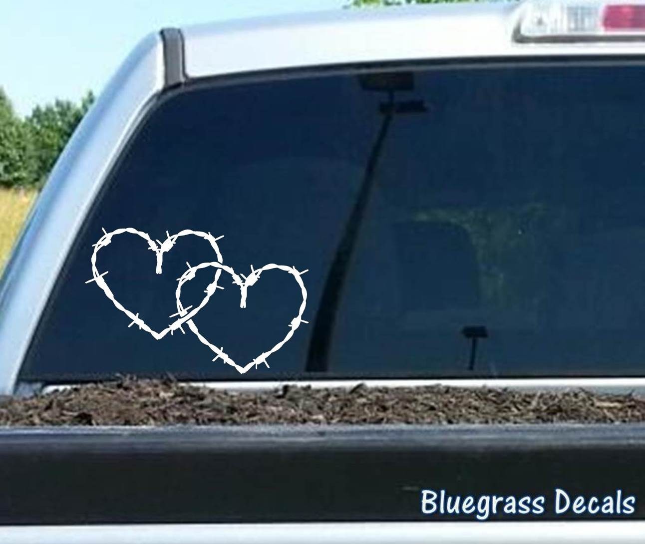 Barb Barbed Wire Hearts Decal Sticker for Car Truck SUV Van Cowgirl Barn A1126