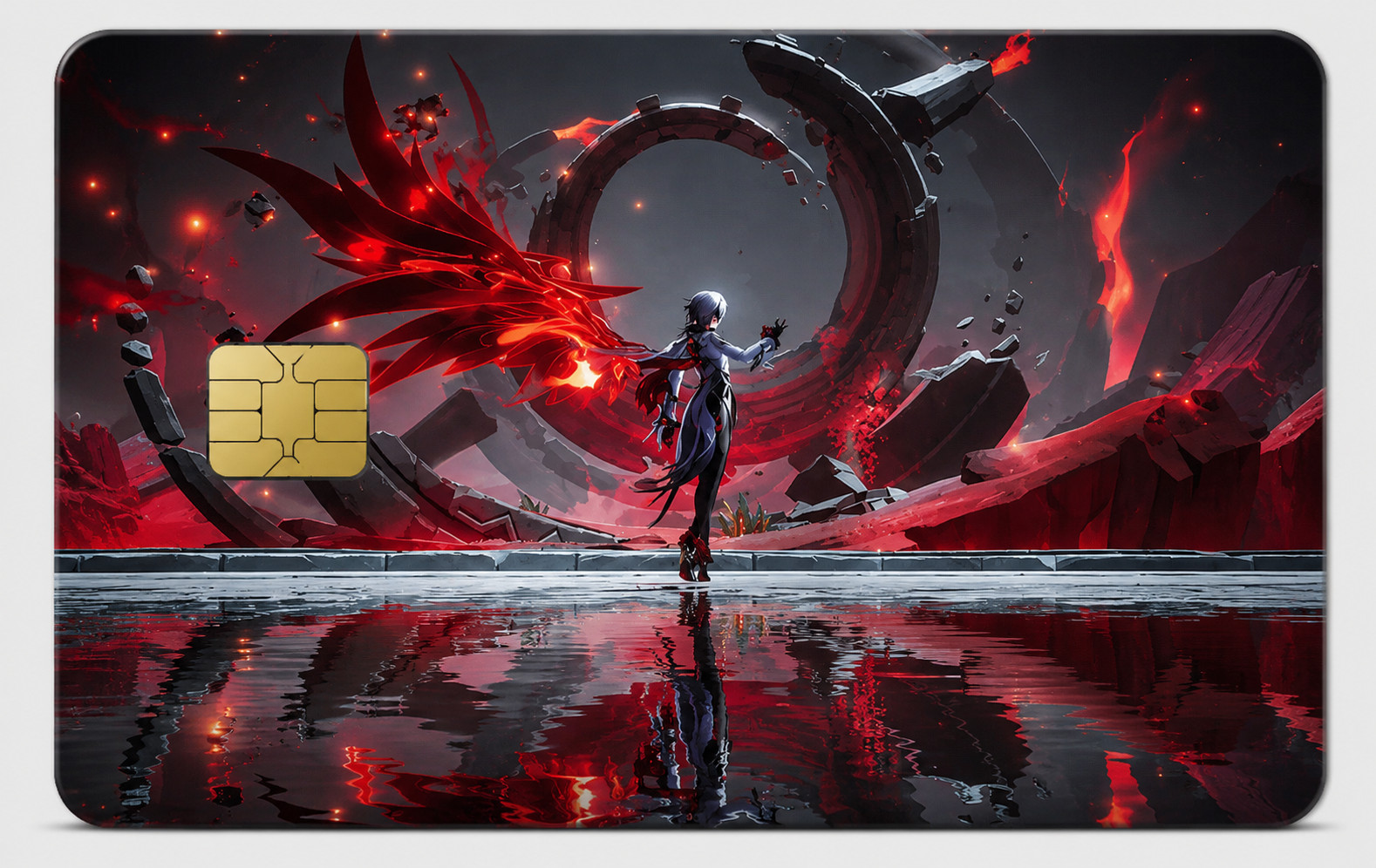 Arlecchino Genshin Impact Crimson Wing Anime Debit Card Credit Card Skin Sticker