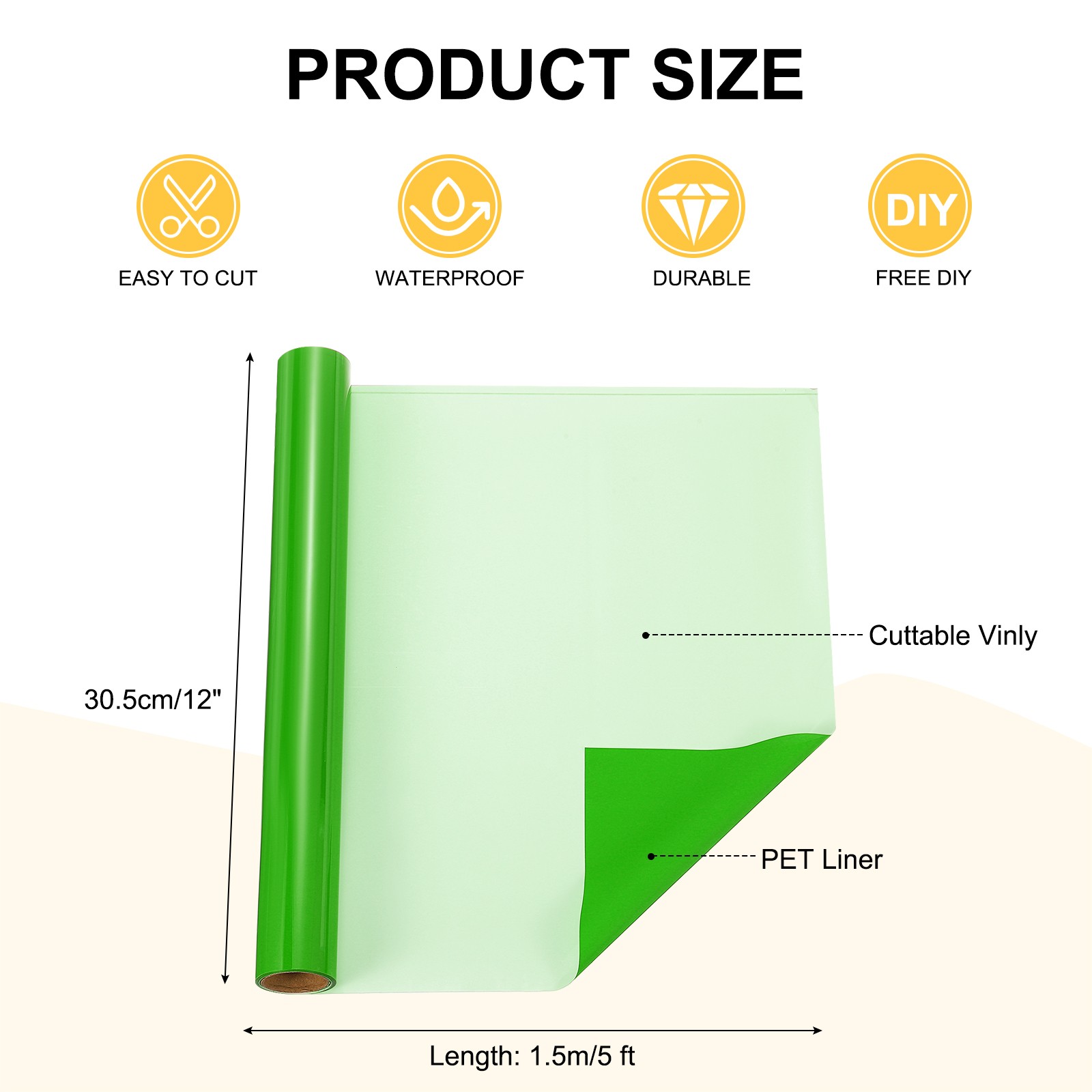 Blue-Green Permanent Vinyl, 12 Inch x 5ft Vinyl Roll