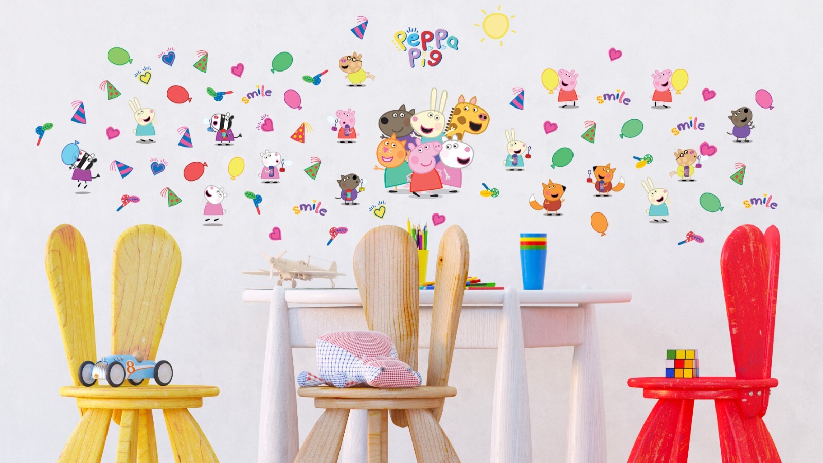 Peppa Pig Wall Stickers Set toddler room 65×42.5cm Kids Bedroom Nursery Decals