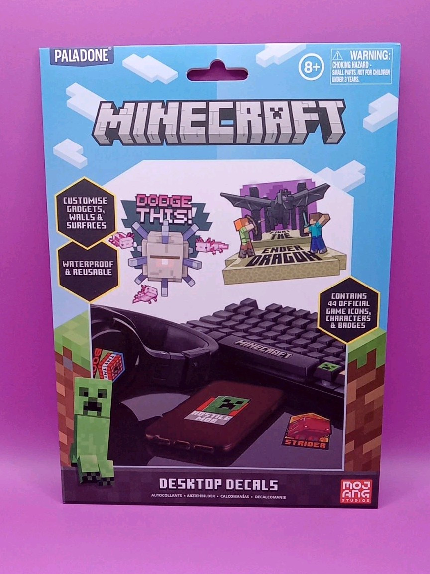 MINECRAFT Desktop Decals (44 Pieces Included) Reusable • Waterproof • Mojang NEW