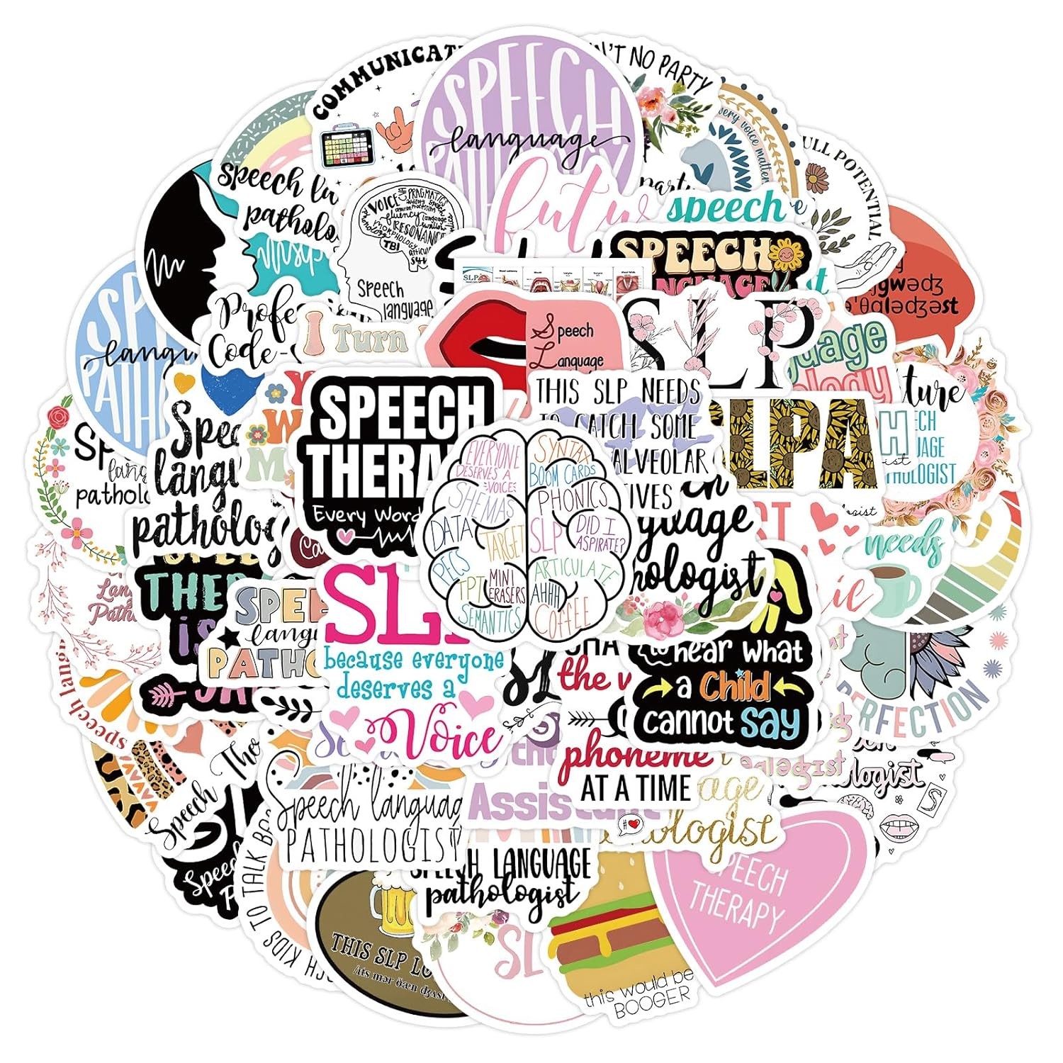 Waterproof Vinyl Speech Pathologist Stickers Decals 60PCS Speech Therapy