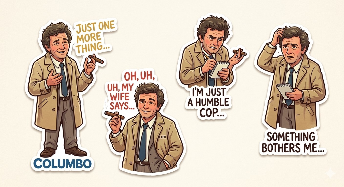 4 Columbo Stickers Decal Phone Laptop
