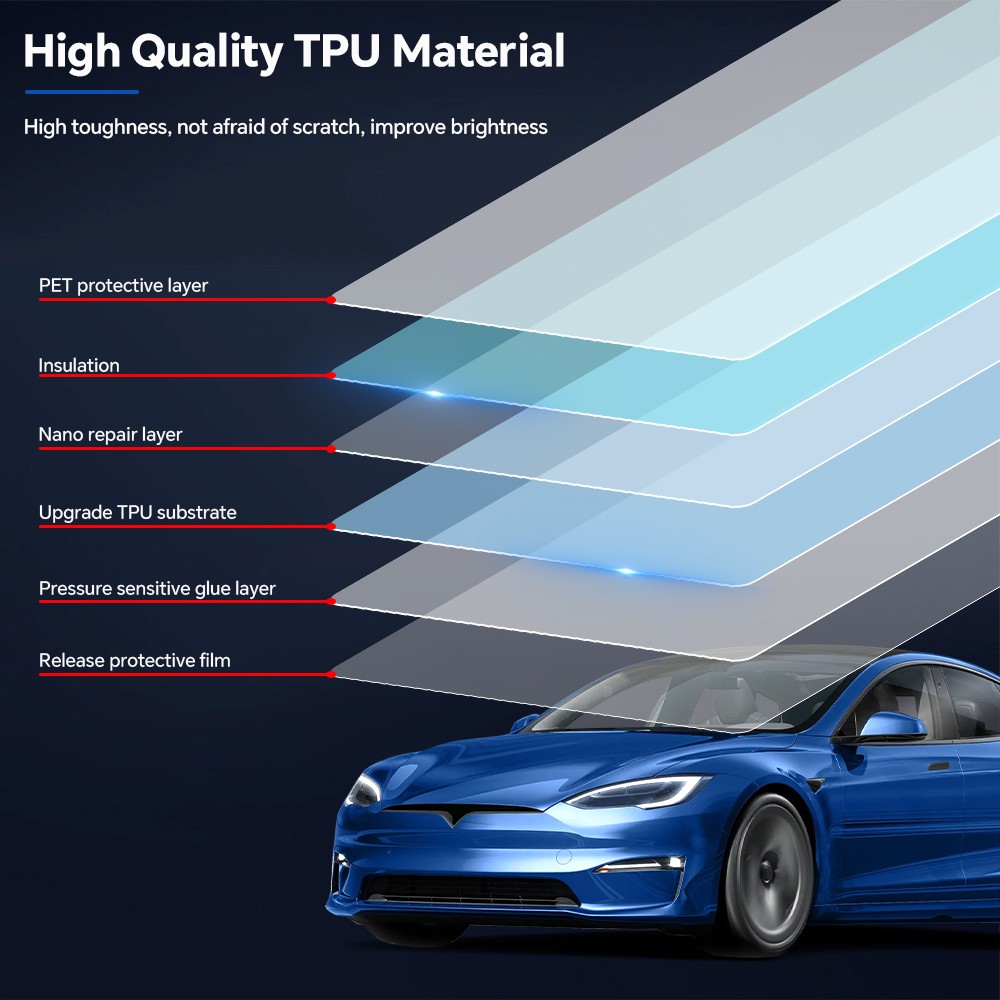 For Tesla Model S 2021-2025 PRO Series PreCut Paint Protection Clear Bra PPF TPU
