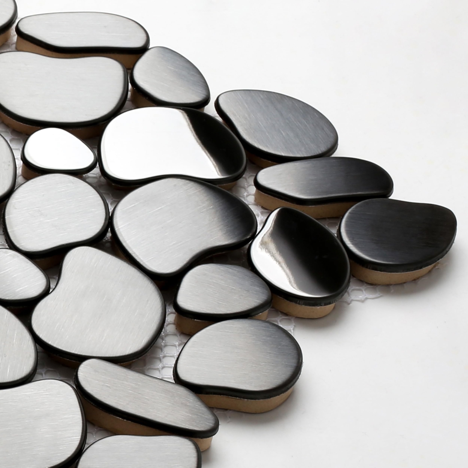 Black Tile Backsplash Pebble Tile Metal Mosaic Tiles for Kitchen Backsplash B…
