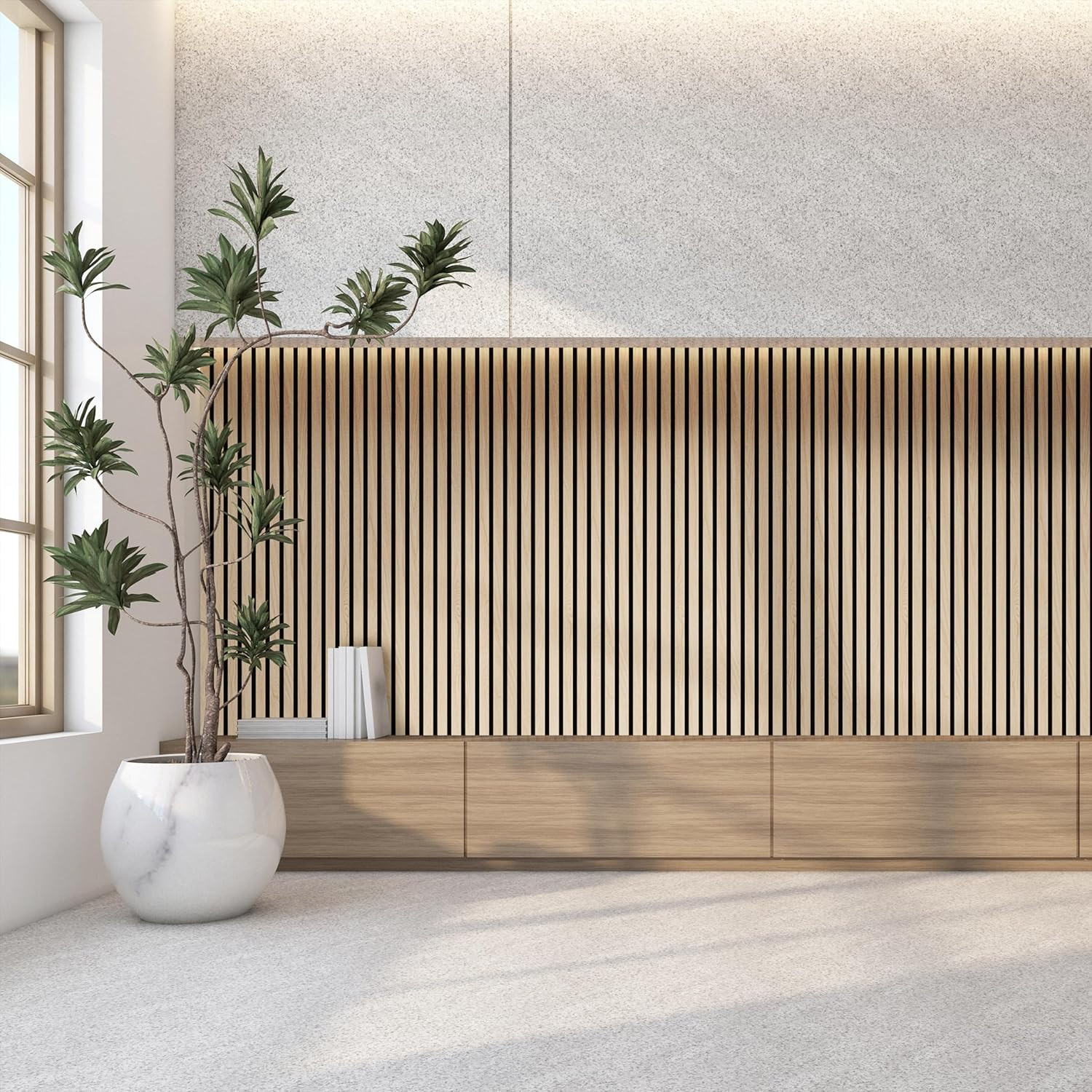 Acoustic Wood Wall Panels – 2-Pack Soundproof Slat Wall Decor