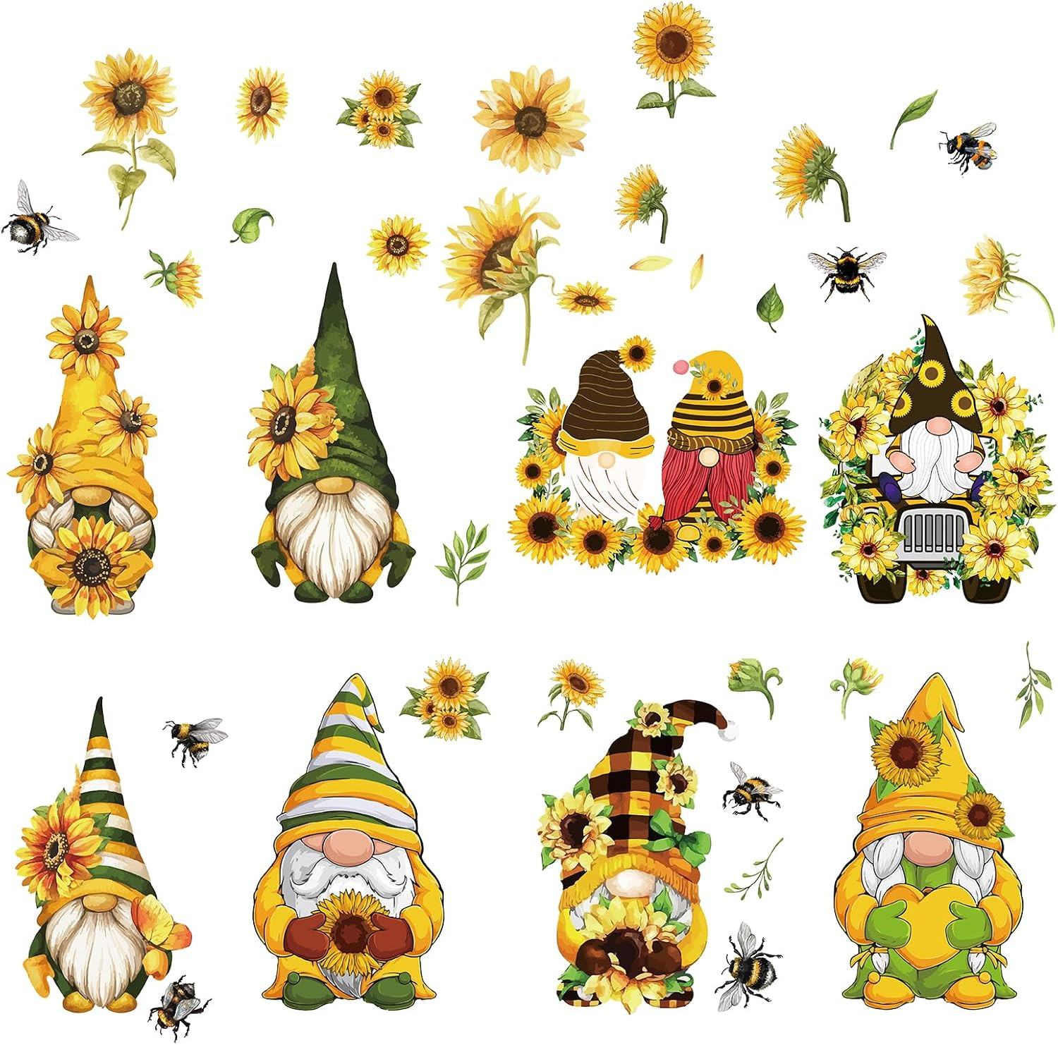 8 Sheets Wall Decals Hummingbird Flowers Butterfly Window Stickers