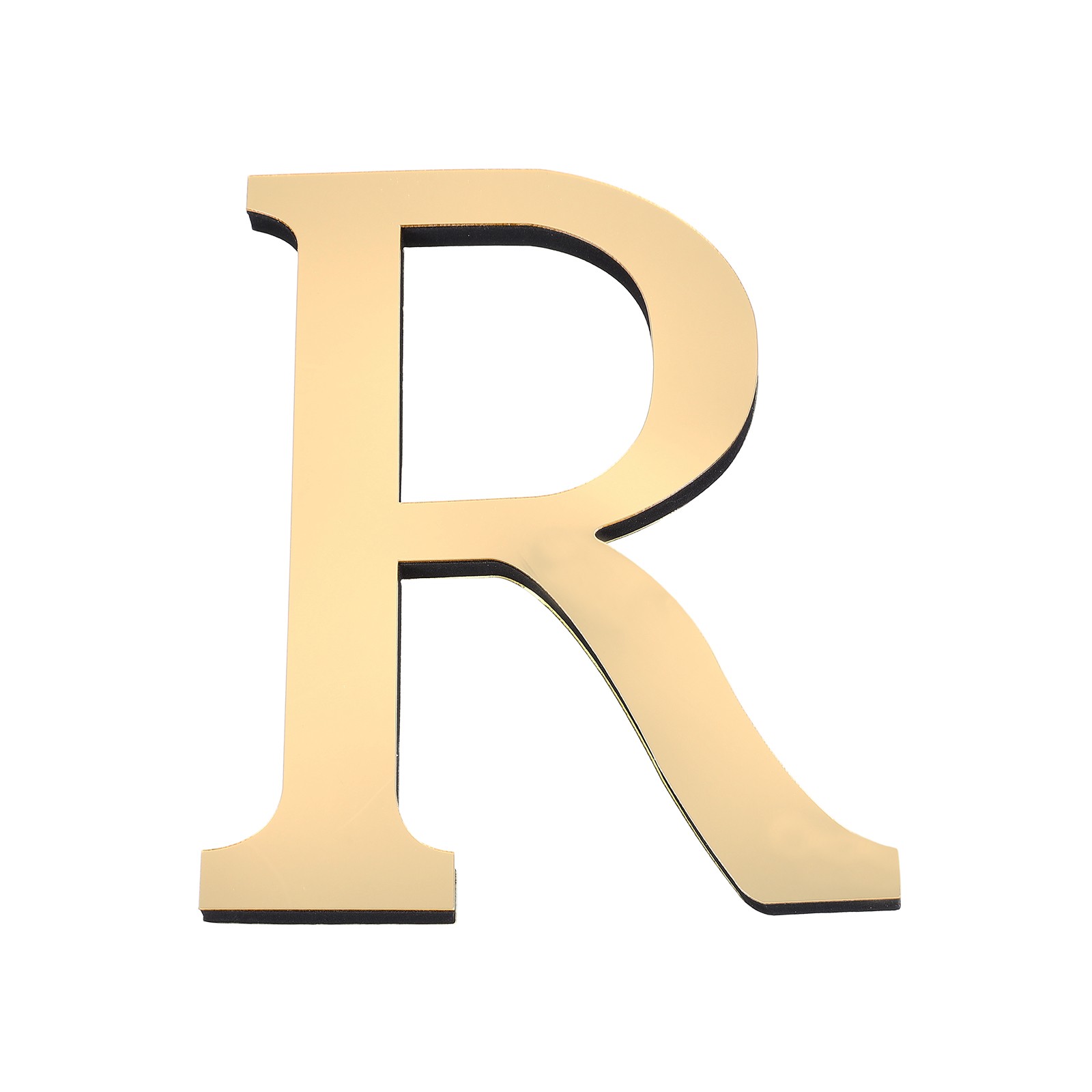 7.87 Inch 3D Acrylic Alphabet Mirror Wall Stickers Letter R Light Gold