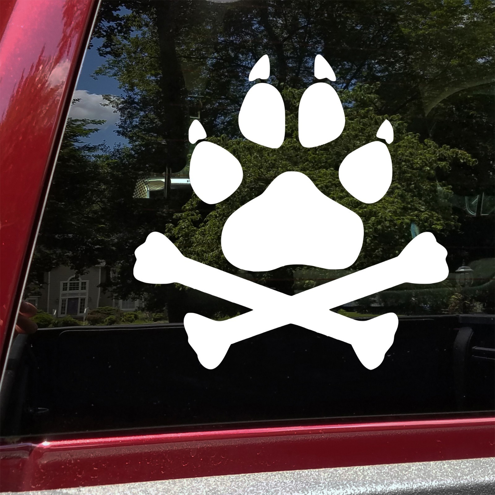 Dog Paw with Crossed Bones V2 Vinyl Decal – Animal Lover Car Sticker