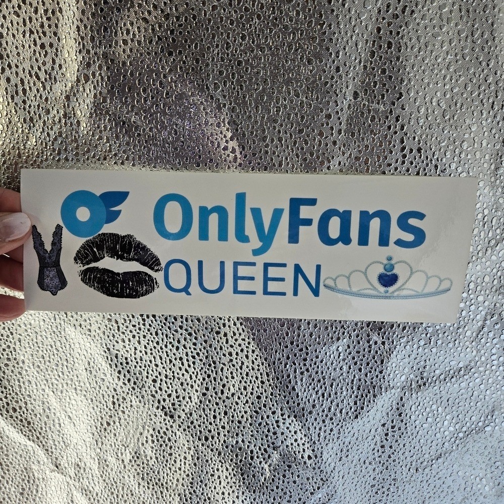 Only Fans Queen glossy blue and white 9"x3" adhesive bumper sticker