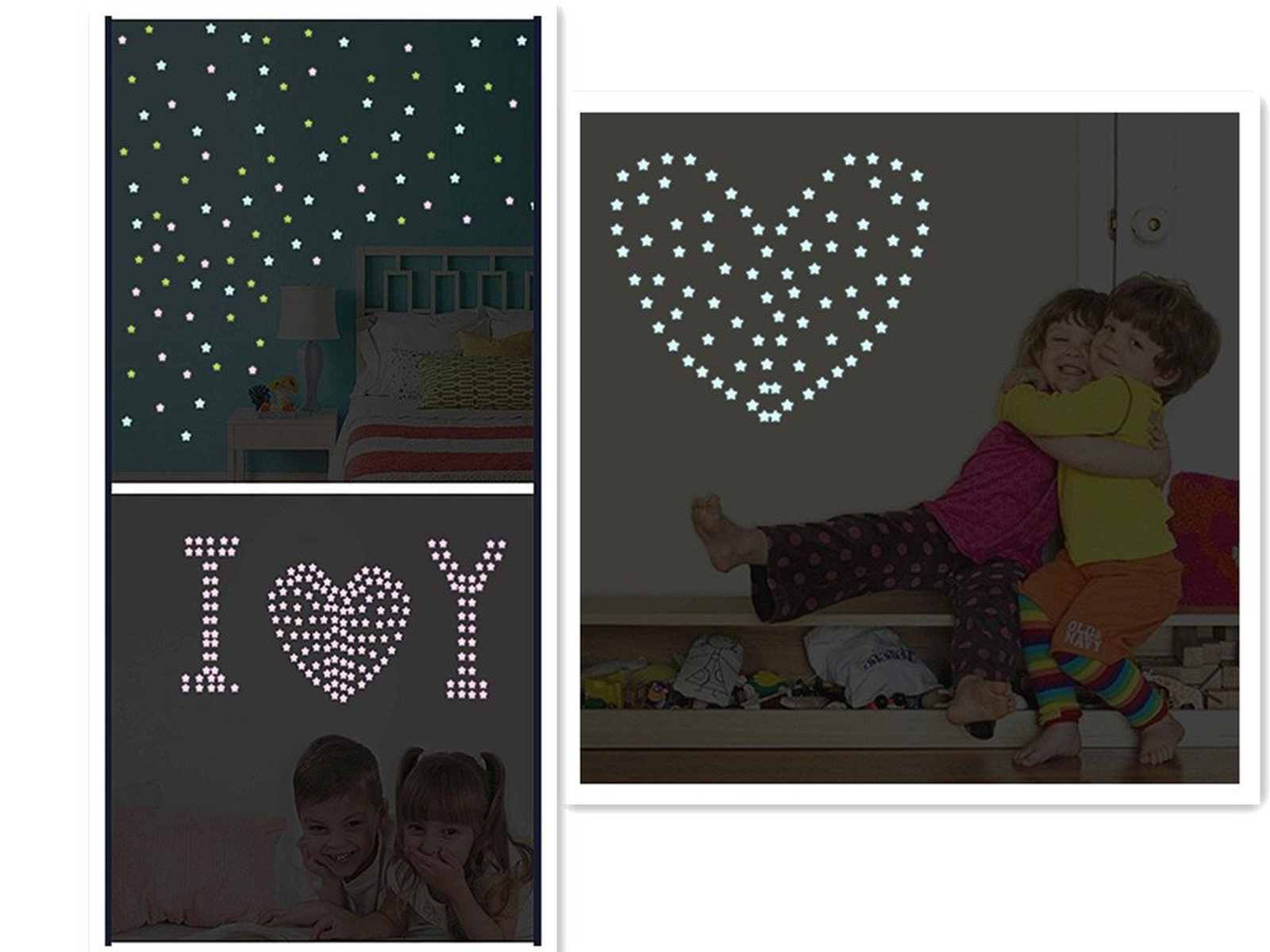 Glow in The Dark Stars Sticker Luminous Stars Wall Ceiling Pasters(100pcs,Pin…