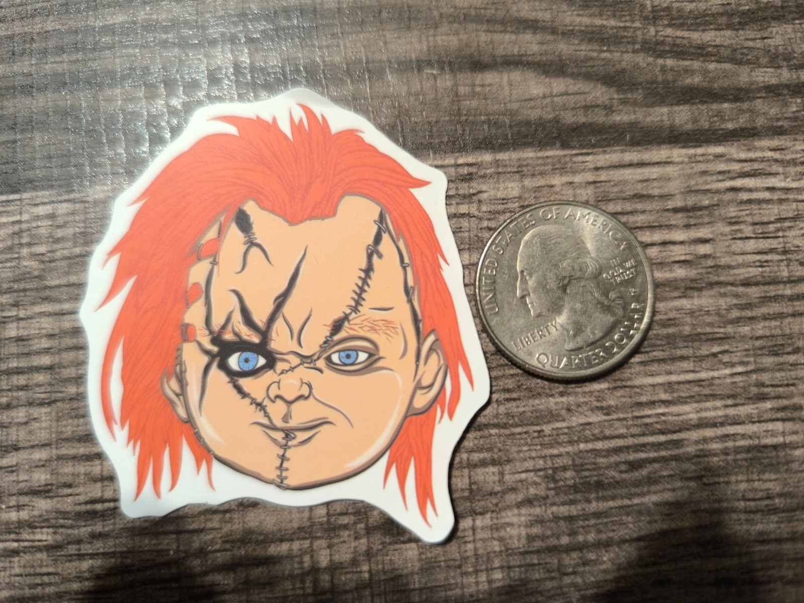 Chucky Face Sticker Halloween Free S&H Child's Play Stitches Horror Creepy Scar