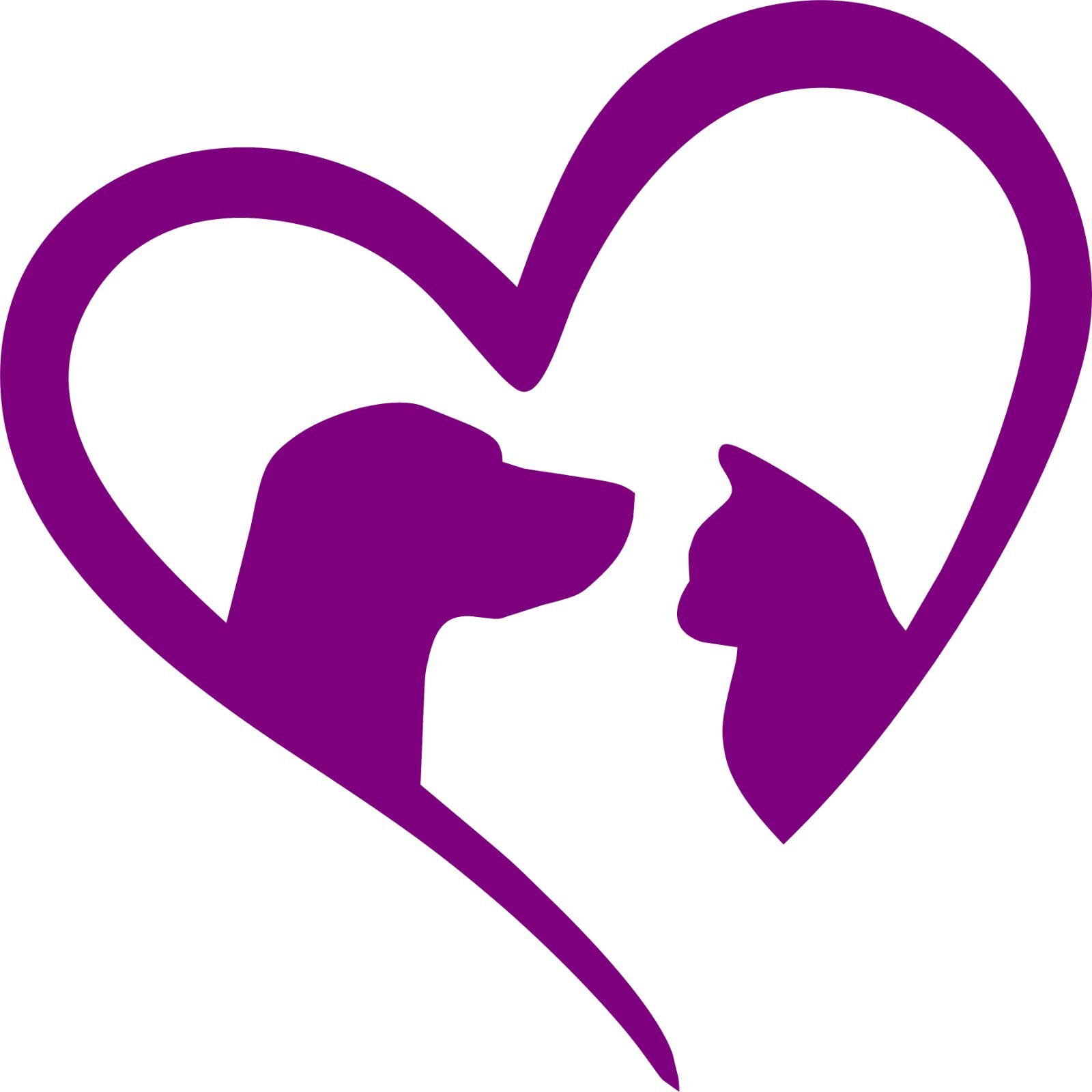 DOG & CAT IN A HEART in your choice of color DECAL 4"in X 4"in
