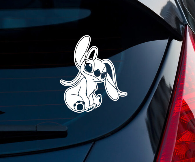Lilo and Stitch Angel Indoor/Outdoor Matte White Vinyl Decal 3"x2.61"