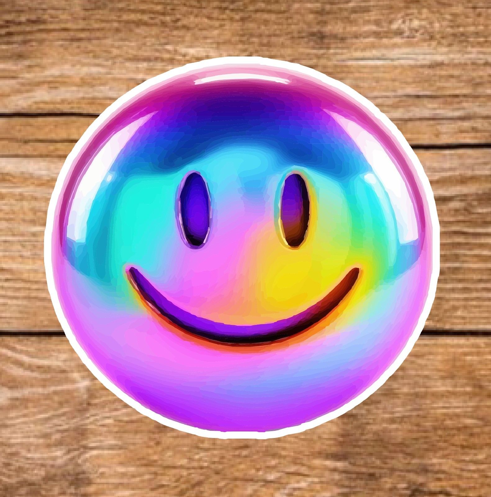 Smiley Face – 2 Pages (20 Sticker Set) 2in, Waterproof, Glossy Finish Vinyl.