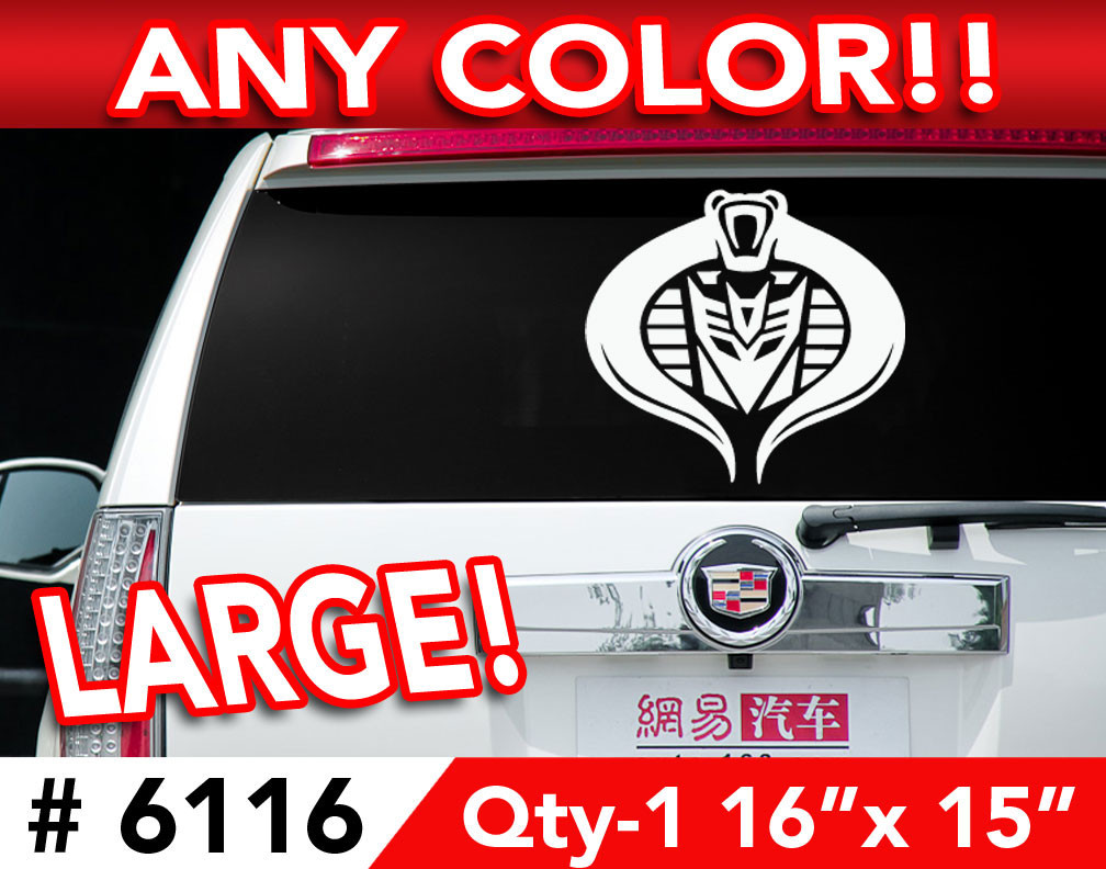 TRANSFORMERS DECEPTICON COBRA LARGE DECAL STICKER 16"w x15"h Any 1 Color