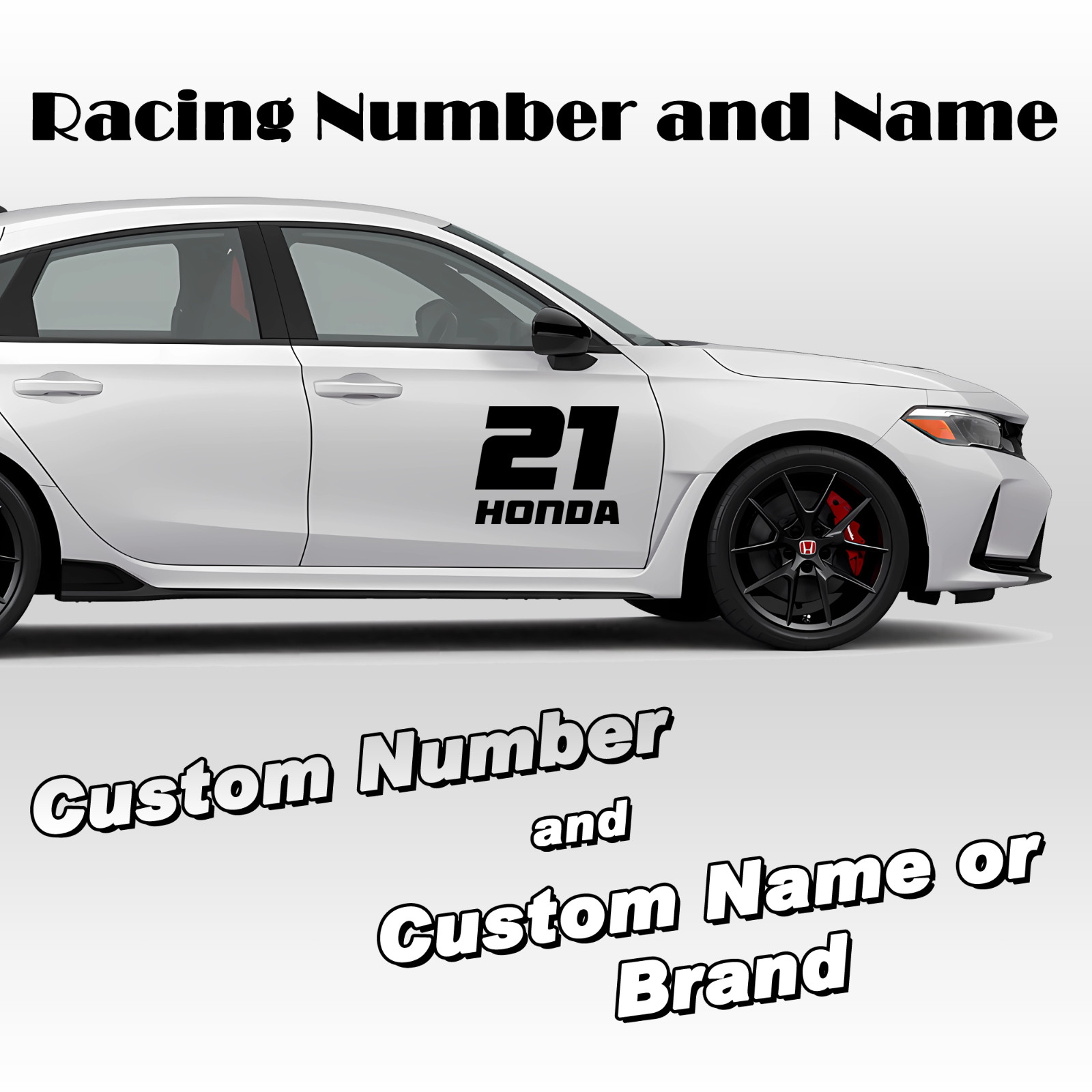 Racing Car numbers 2 pack die-cut door custom number rally sport decal V5