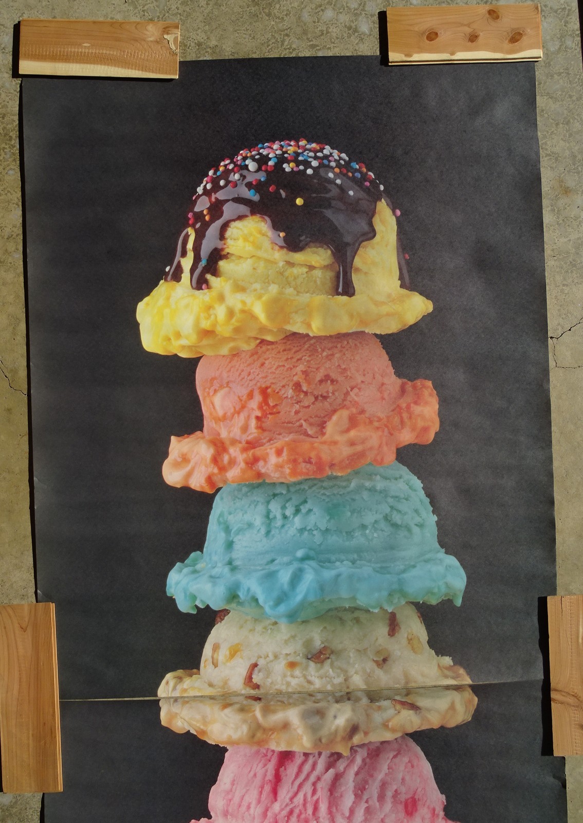 Food Challenge GIANT 5 Scoop Ice Cream Photo Door Wall Mural Poster 82.5” X 34”