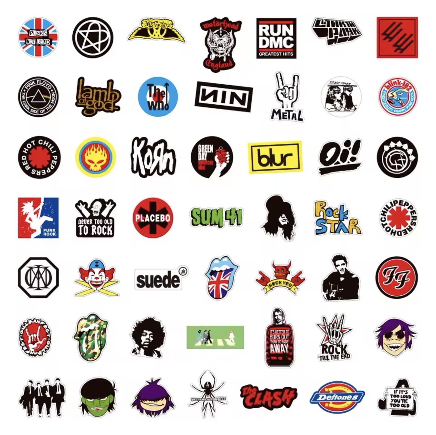 100 Rock And Roll Music Band Stickers Punk Graffiti Stickers For Laptop Guitar