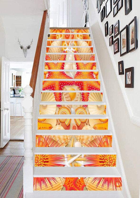 3D Starfish Shell AZ307 Stair Risers Decoration Mural Vinyl Wallpaper Kay