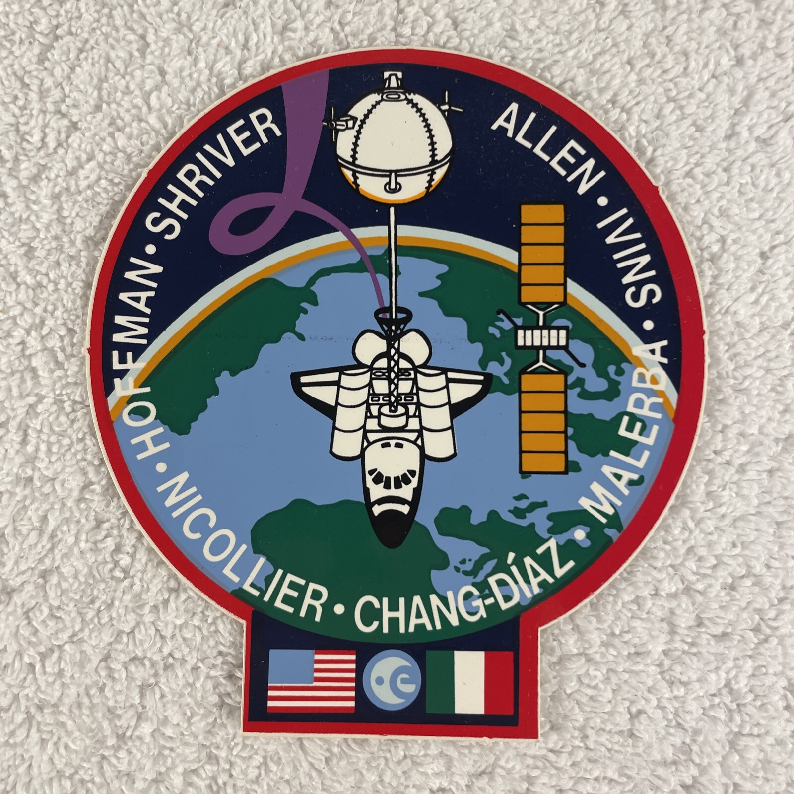 NASA Mission Crew Patch STS-46 Earth Shuttle Flag Space Sticker Decal 4"