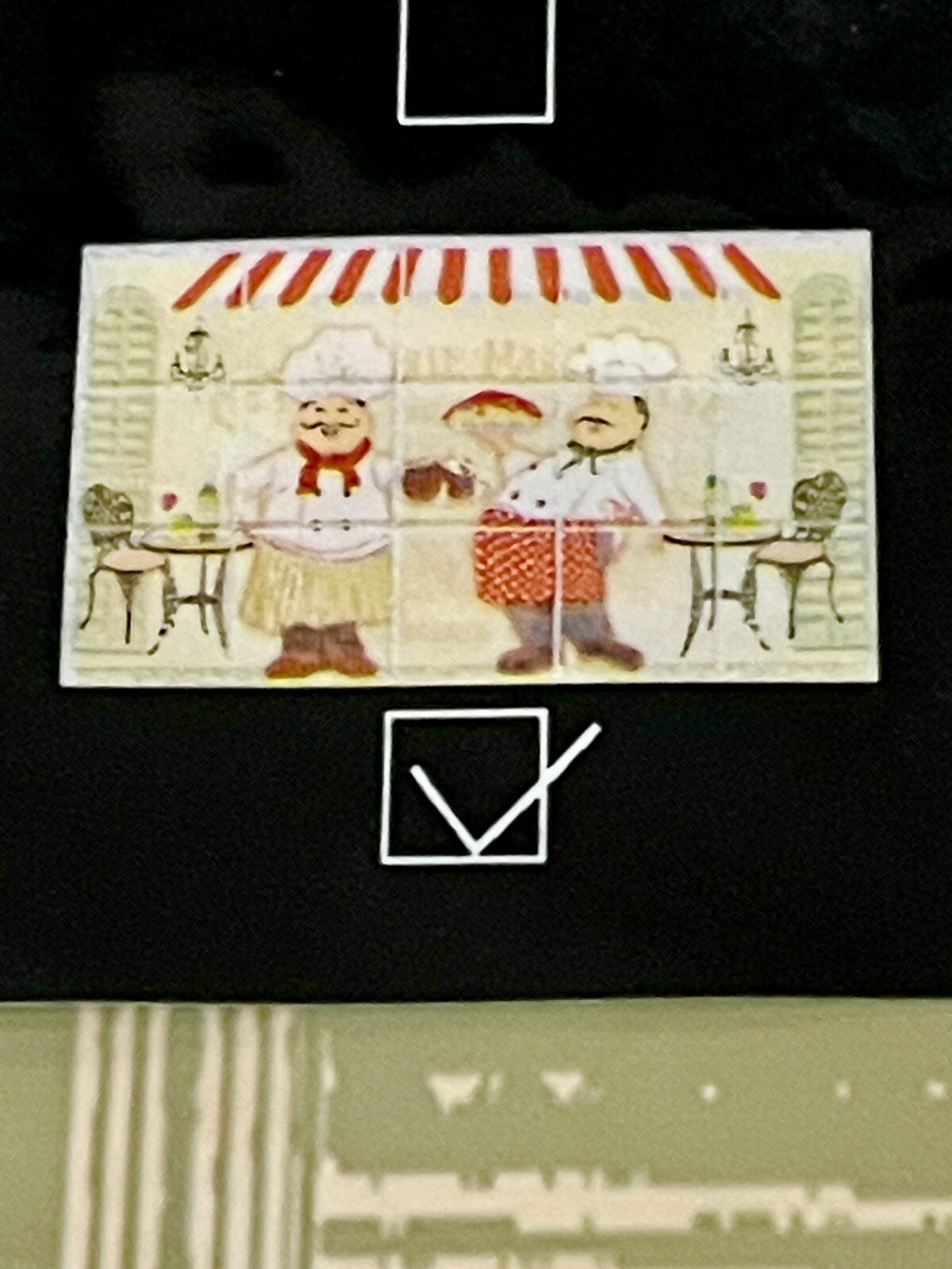 LOT OF 2 CHEF FOIL BACKSPLASH WALL STICKERS BY COOKING CONCEPTS 17.7in.x29.5in