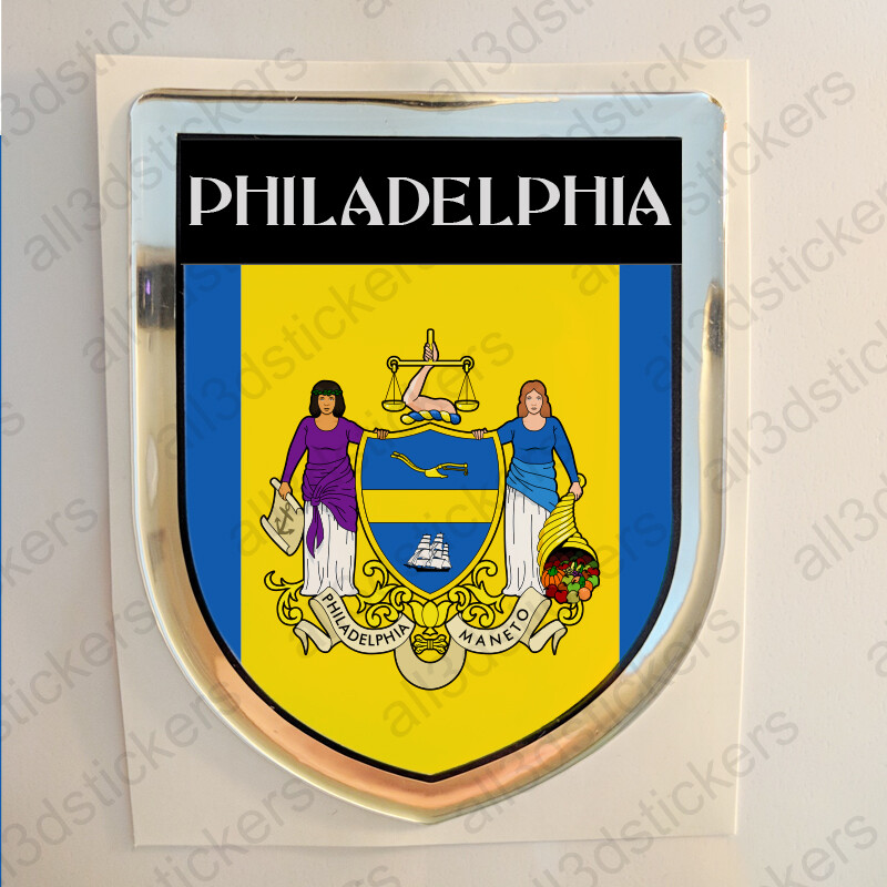 Philadelphia USA Sticker Seal Resin Domed Flag United States 3D Shield Stickers