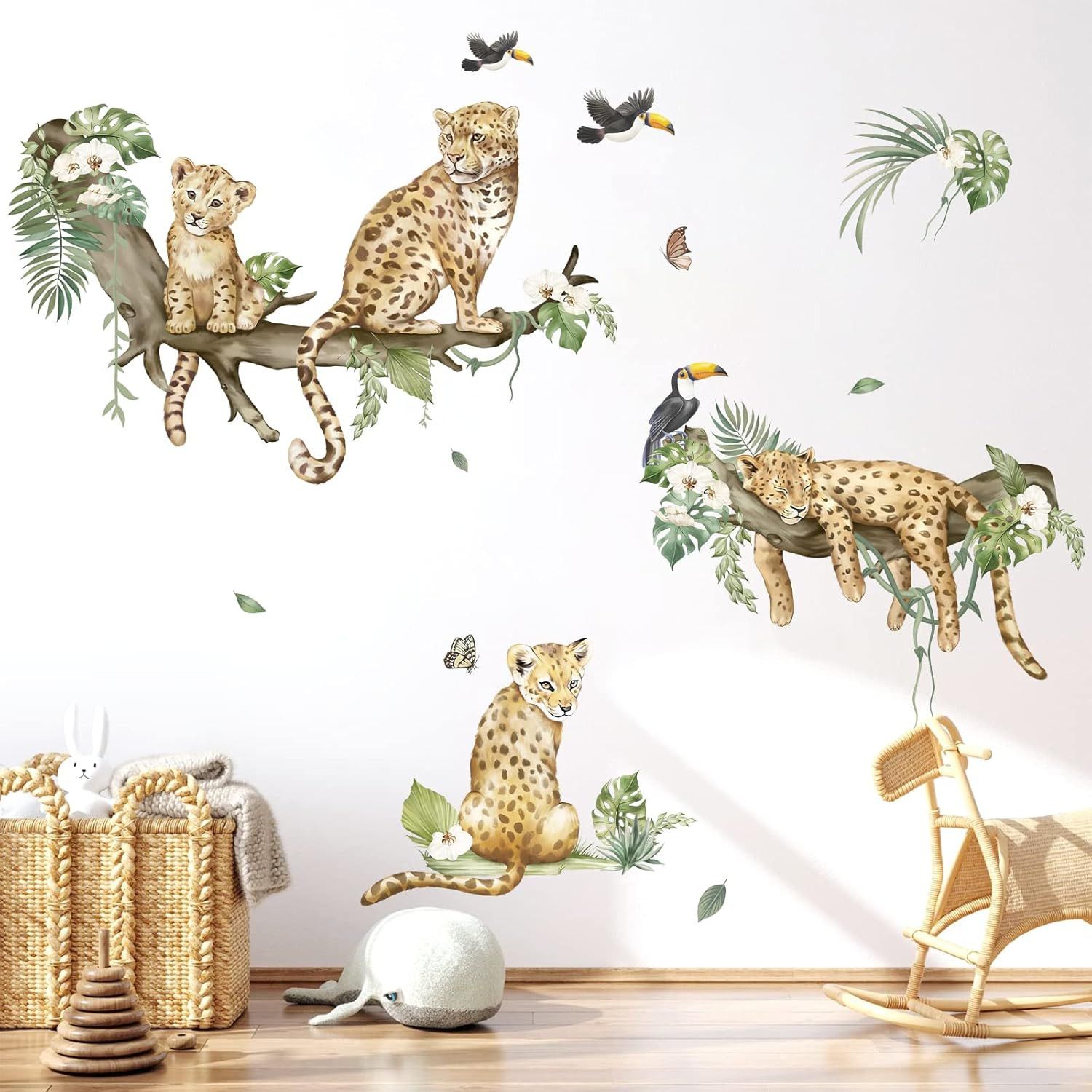 decalmile Leopard Safari Wall Decals Jungle Animals Cheetah Stickers A