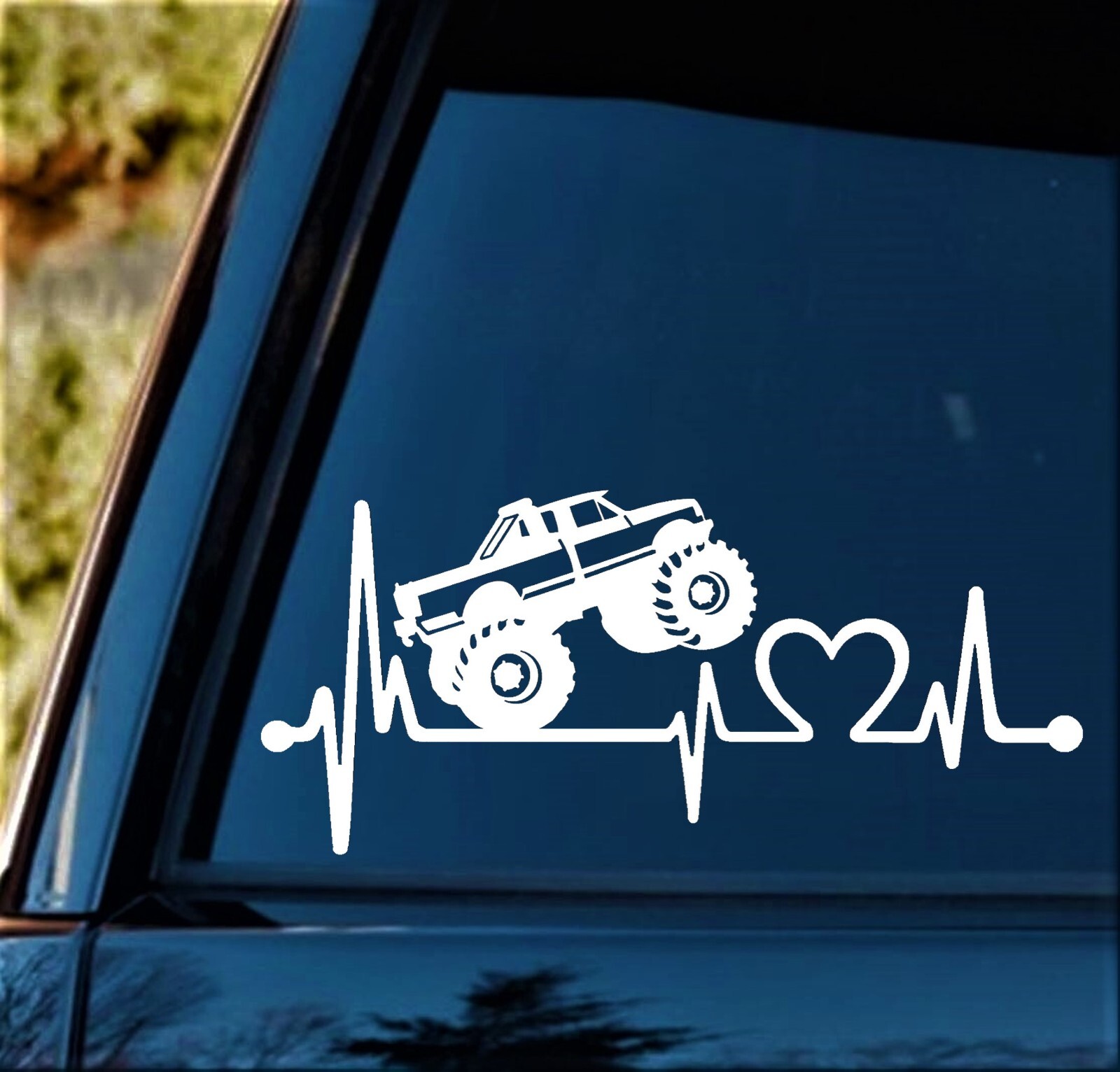 Monster Truck Heartbeat Decal Lifeline Window Sticker 4X4 8 Lug BGK1106