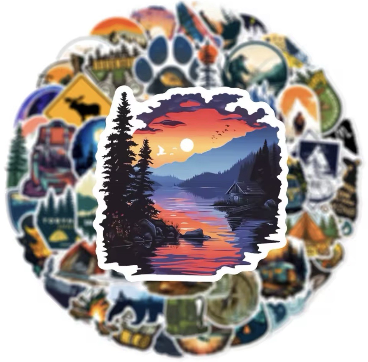 Camping Outdoors Style Stickers 50pc Camping Adventure Stickers FREE SHIPPING