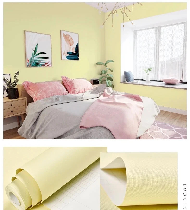 Macaron Thick Self-adhesive Wallpaper Solid Color Vinyl PVC Sticker Waterproof