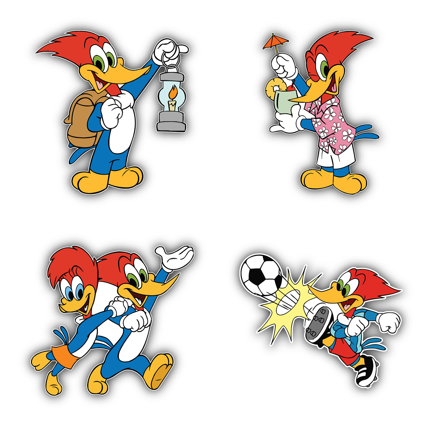 Woody Woodpecker Cartoon Set Of 4 Vinyl Sticker Decal – 5" longer side ID:2