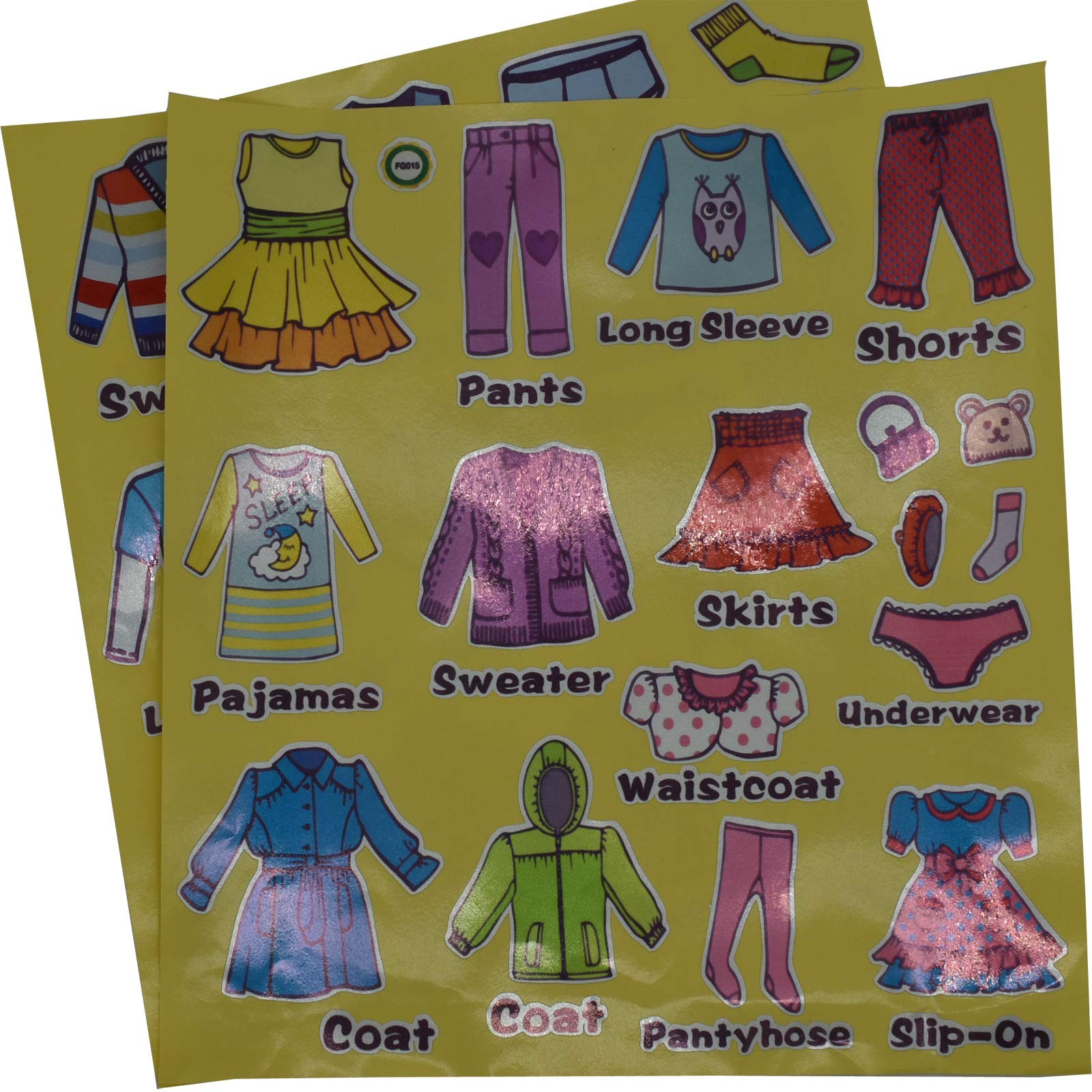 2 Sheets（31 Count） Dresser Clothing Decals 11 inch Boys Girls Clothing Sort W…