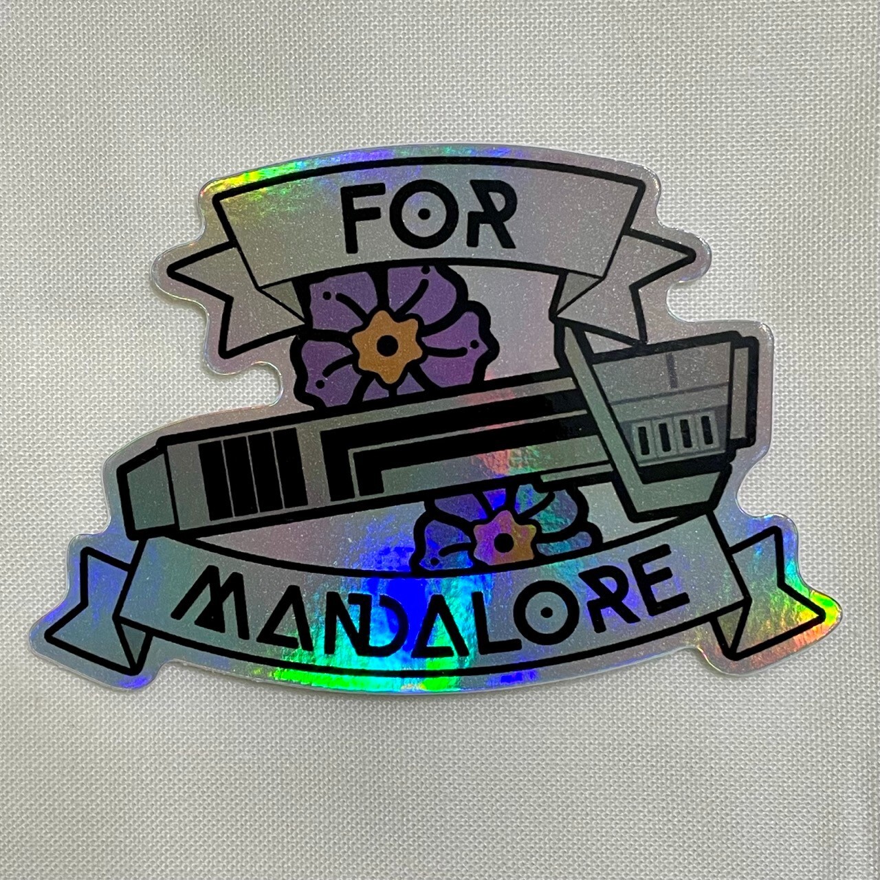 Star Wars Mandalorian For Mandalore Darksaber holographic sticker