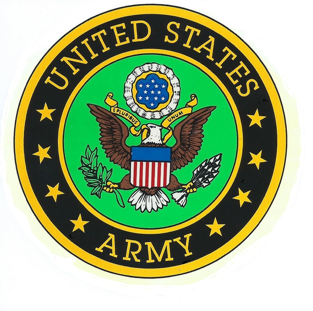 US ARMY 4"x4" adhesive backed vinyl decal.