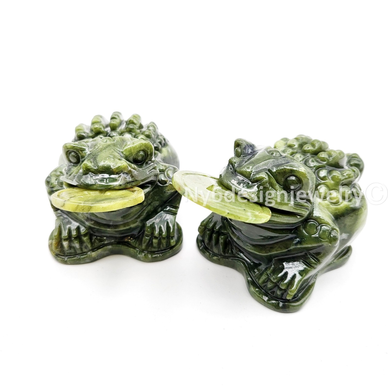 Feng Shui Money Frog Jade Statue – Three Legged Toad of Wealth, Lucky Money Frog