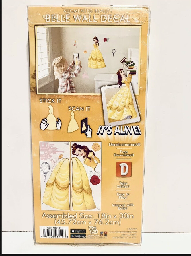 Disney Princess Belle Wall Decal With Bonus 3D Action 18in x 30in NEW