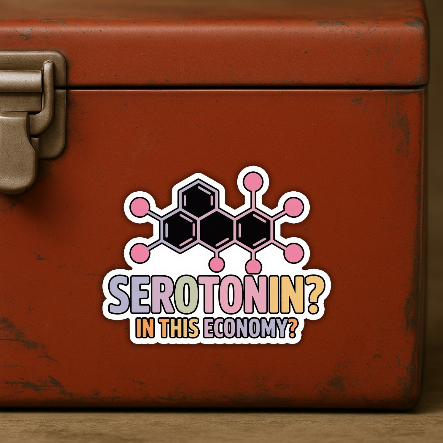 4pcs Serotonin in This Economy Stickers – Funny Mental Health Decals