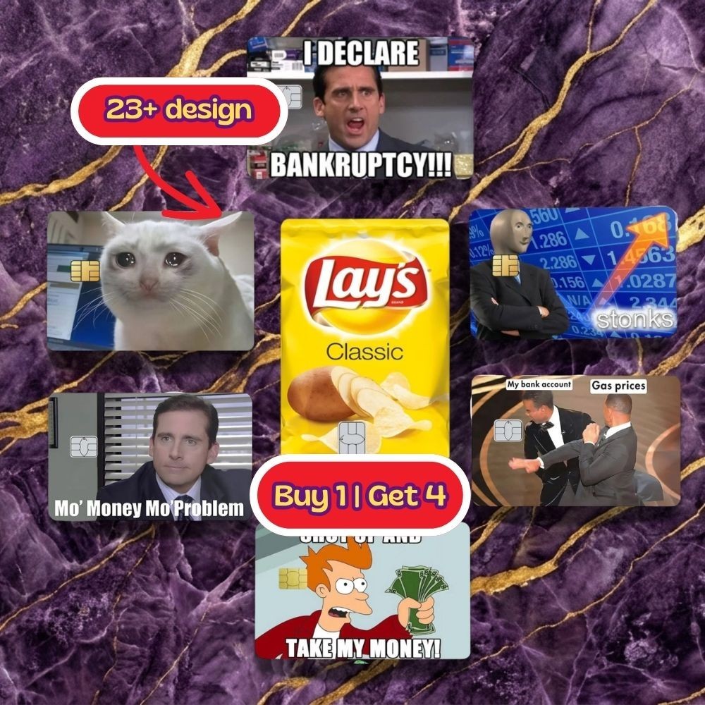 Funny Credit card Sticker PACK X4 | Custom COLLECTION Meme Debit card skins