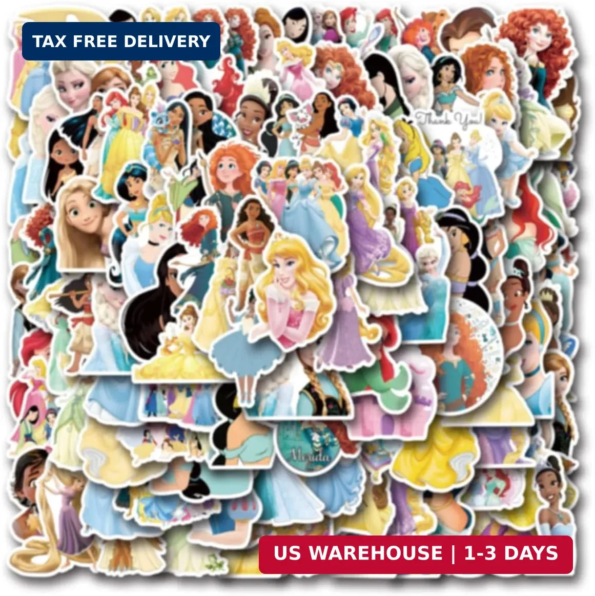 120pcs Princess Stickers for Kids,Vinyl Waterproof Princess Decal for Water Bott