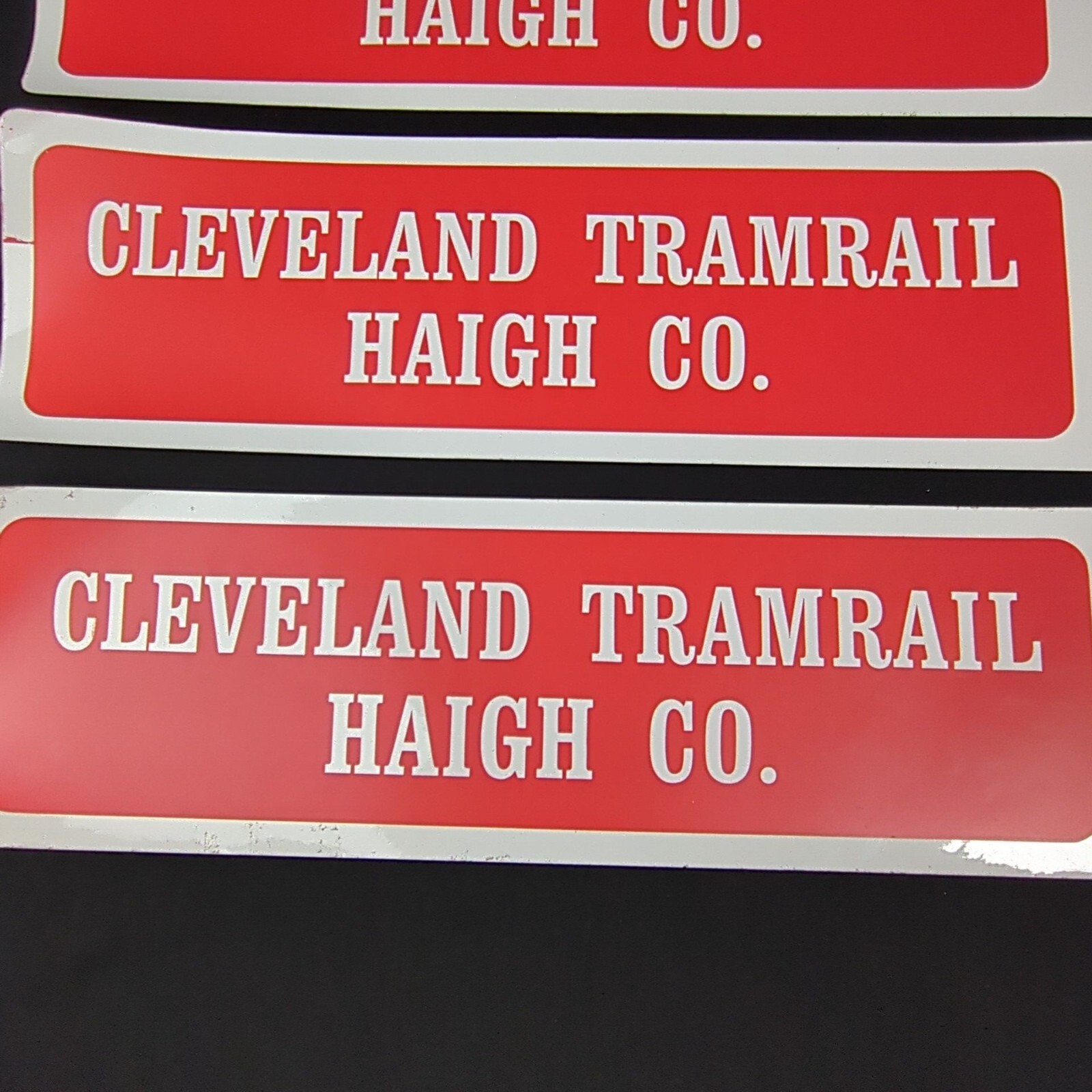 Cleveland Tramrail Haigh TONS 2 Long Stickers 24" x 5" Engineer Crane Systems