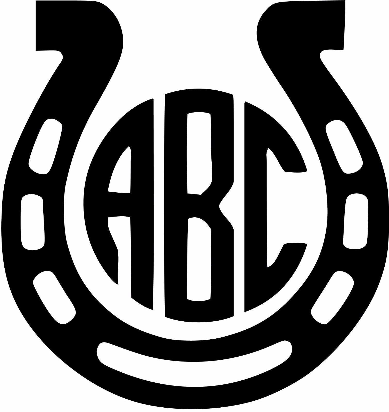Custom Horseshoe Monogram Initials Personalized Vinly Decal U Pick SIZE + COLOR