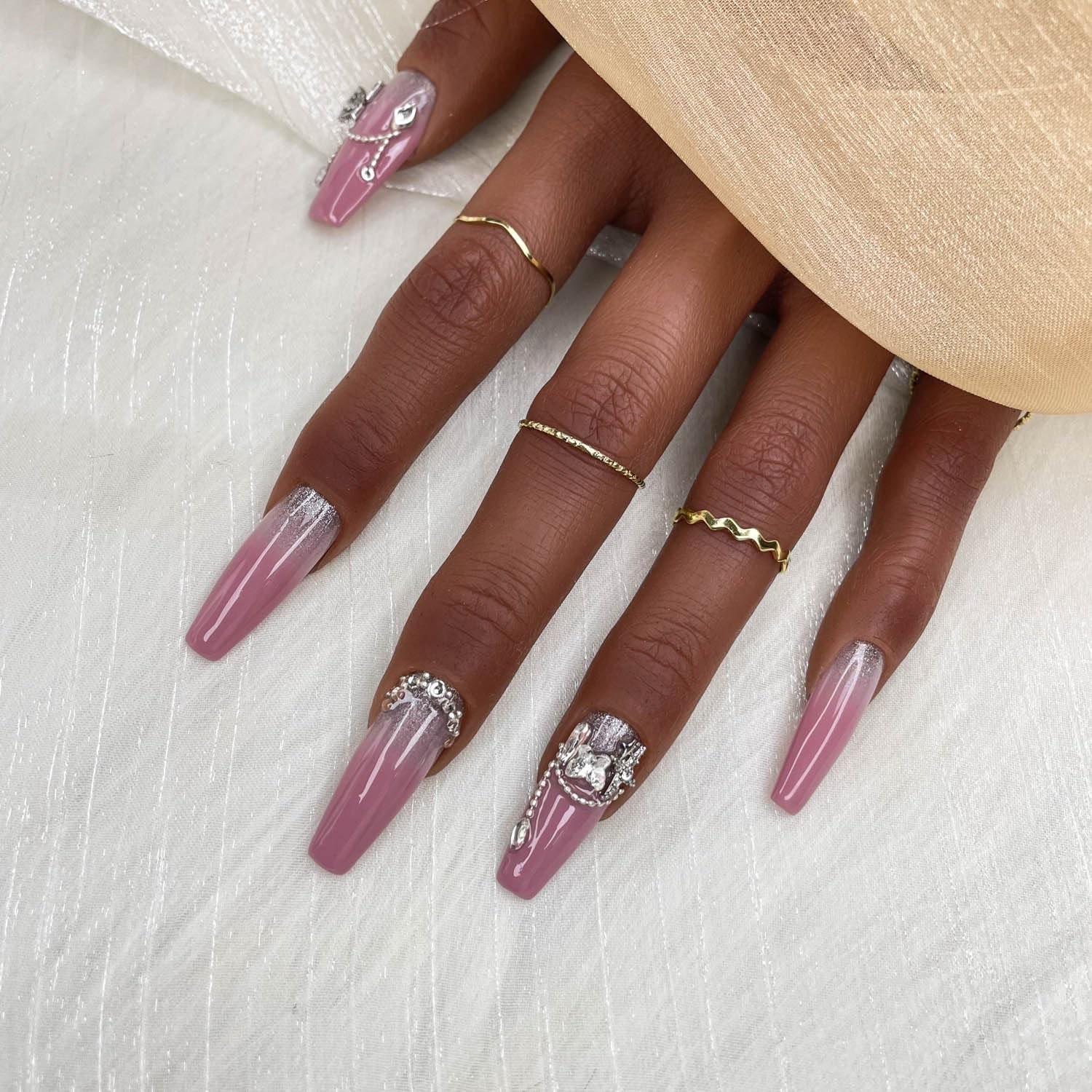 GGDDSHA Handmade Press On Nails, Luxury & Custom FakeNails 3D Handmade Reusable