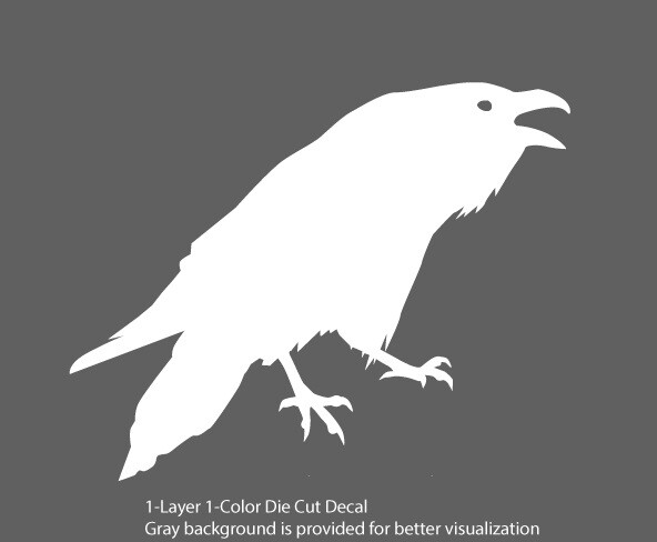 Wildlife – Birds – Cawing Raven/Crow/Corvid #3- 6Yrs Outdoor Vinyl Decal Sticker