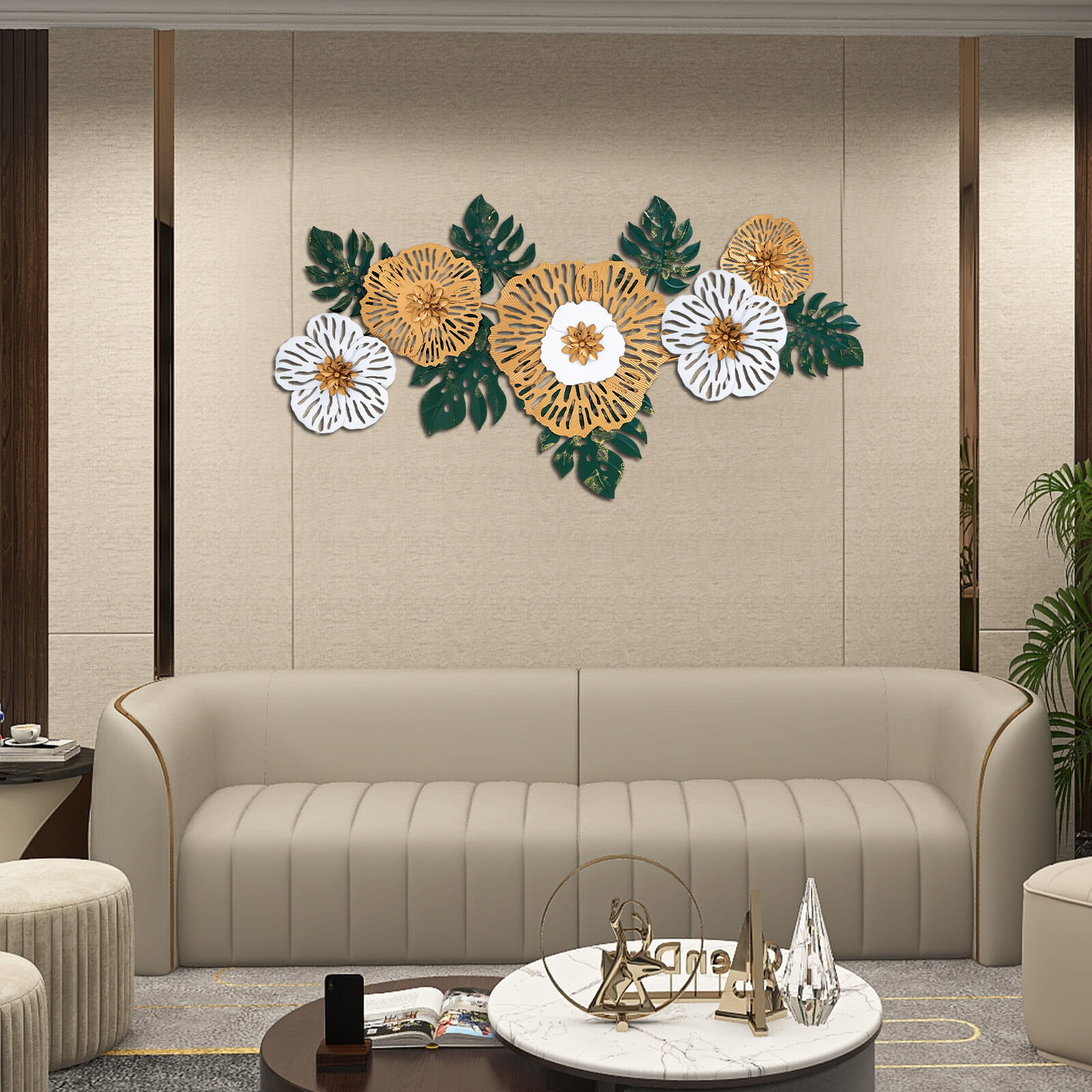 3d Flower-shaped Wall Decoration For Sofa Background Iron Hanging Decoration