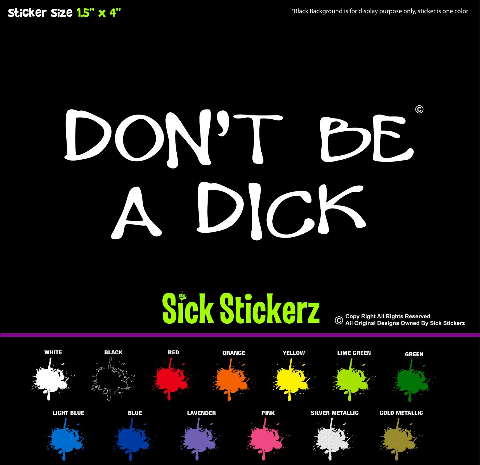 Dont Be A Dick Vinyl Decal Bumper Sticker Car Windows Funny Rude Humor Prank